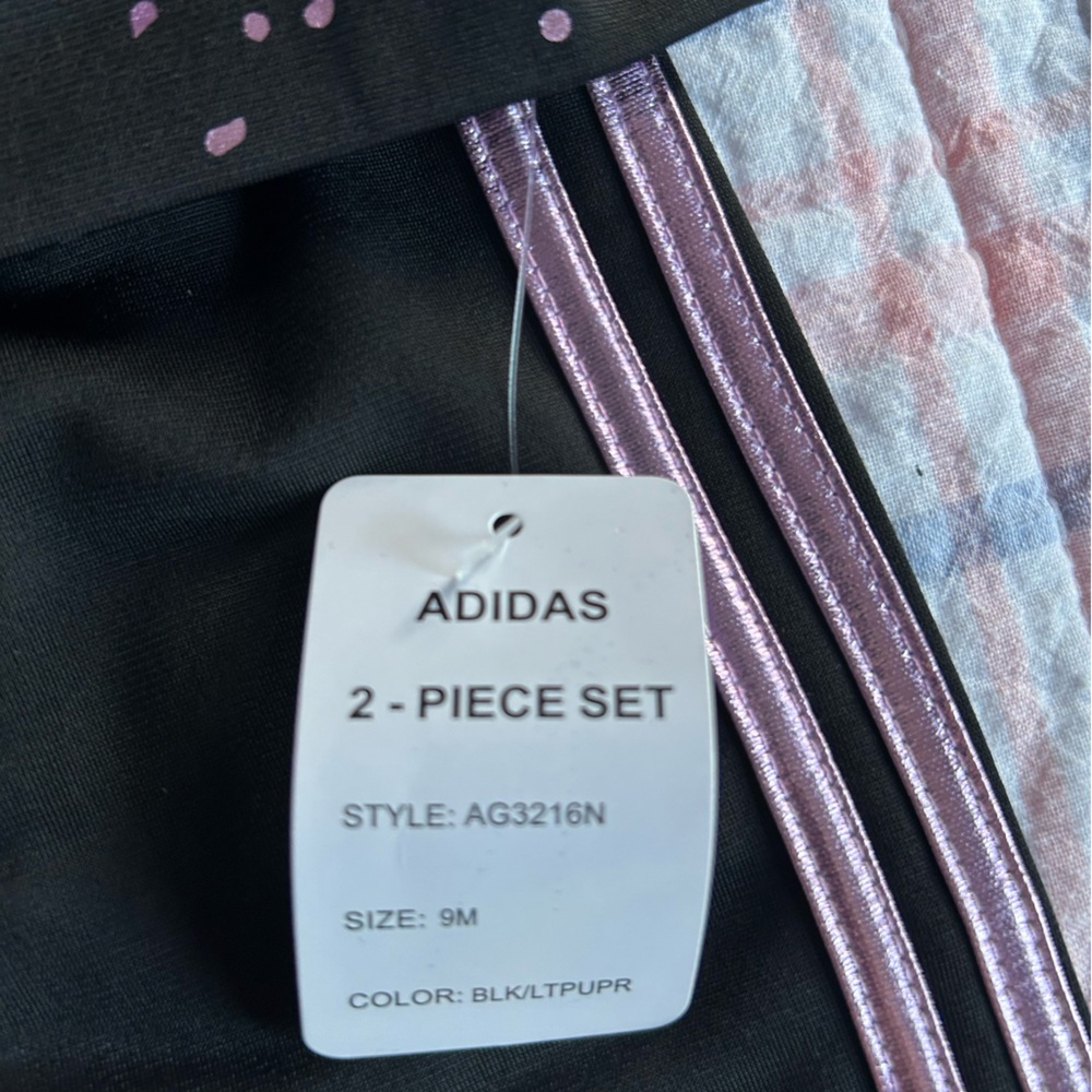 Infant/Toddler Adidas Black Tracksuit with Pink Iridescent Speckles/ Christmas - Picture 7 of 14